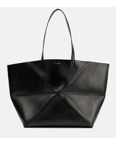 Loewe Puzzle Fold Xl Leather Tote Bag - Black