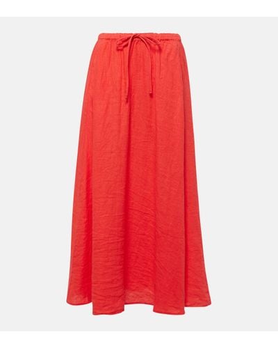 Velvet Bailey Linen Maxi Skirt - Red