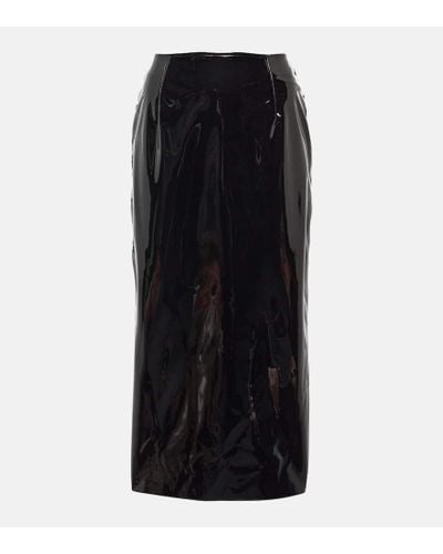 Alessandra Rich Vinyl Midi Skirt - Black