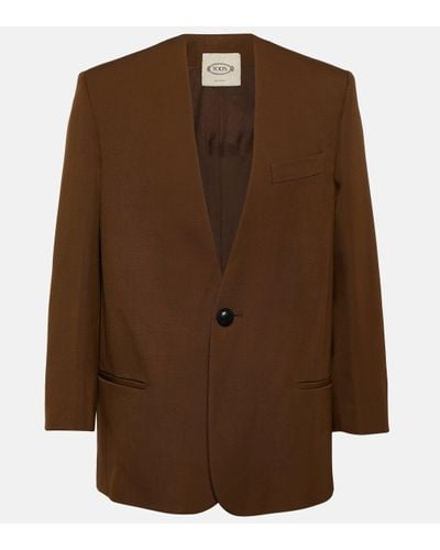 Tod's Oversized Wool Blazer - Brown
