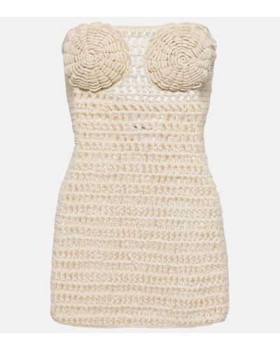 Anna Kosturova Camellia Cotton Crochet Bustier Dress - Natural