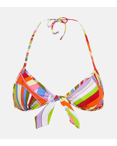 Emilio Pucci Printed Halterneck Bikini Top - Red