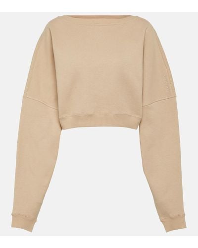Saint Laurent Cropped Cotton Fleece Sweatshirt - Natural