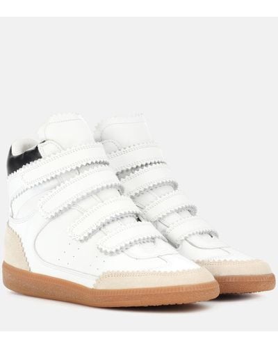 Isabel Marant Bilsy Leather & Suede High-top Wedge Sneaker - White