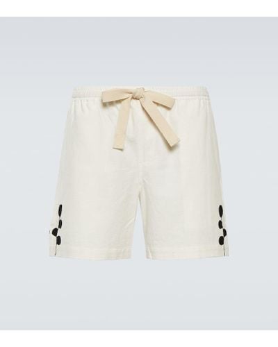 Commas Shorts in ramia e cotone con ricamo - Bianco