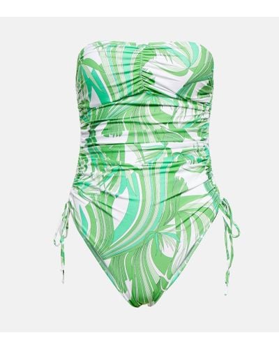 Melissa Odabash Sydney Strapless Printed Swimsuit - Green