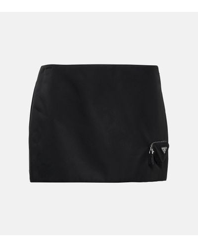 Prada Mini-jupe a taille haute en nylon - Noir