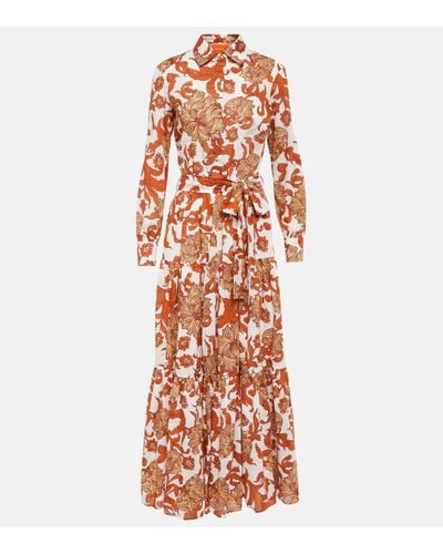 La DoubleJ Bellini Printed Cotton Maxi Dress - Orange