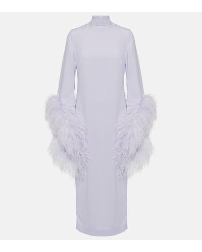 ‎Taller Marmo Del Rio Feather-trimmed Crepe Midi Dress - White