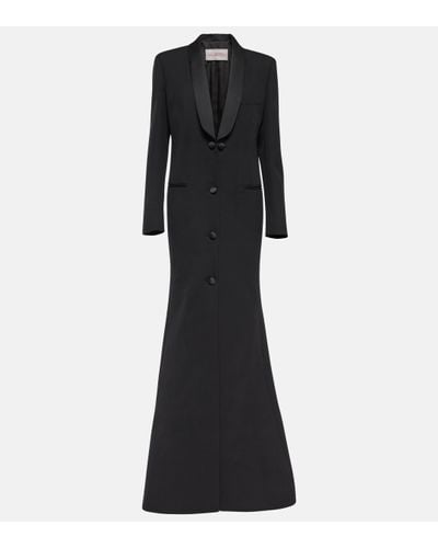 Valentino Shawl-collar Wool Gown - Black