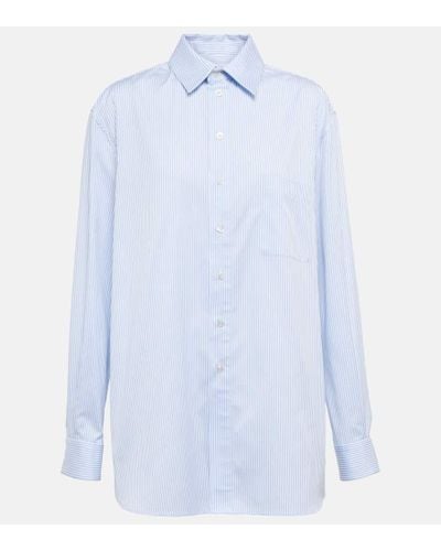 Saint Laurent Cassandre Pinstripe Cotton Poplin Shirt - Blue