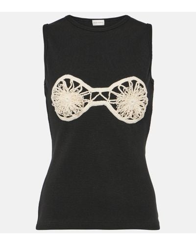 Magda Butrym Embroidered Cotton Tank Top - Black