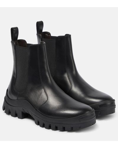 The Row Greta Leather Boots - Black