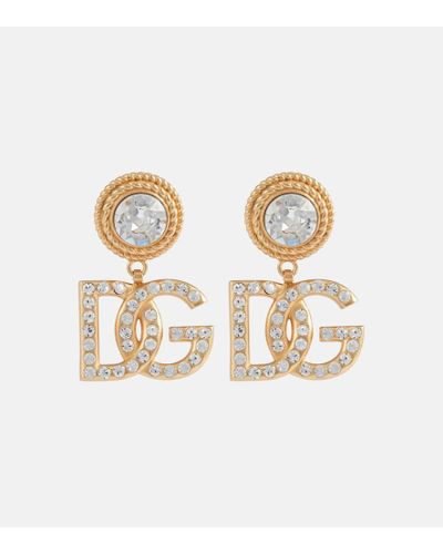 Dolce & Gabbana Clip-Ohrringe DG mit Kristallen - Mettallic