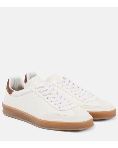 Loro Piana Tennis Walk Suede-trimmed Leather Sneakers - White