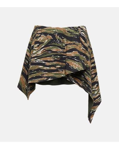 The Attico Camouflage Jersey Miniskirt - Green