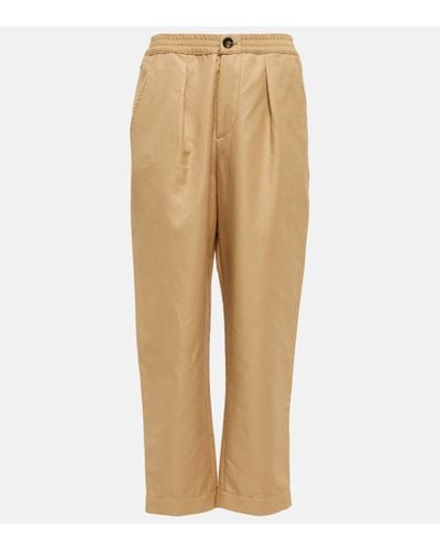 Marni Cropped High-rise Straight Trousers - Natural