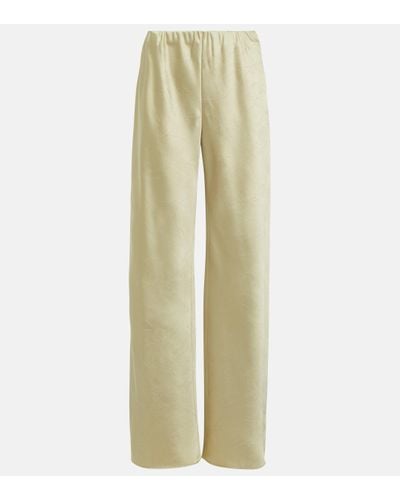 Vince High-rise Satin Wide-leg Trousers - Natural