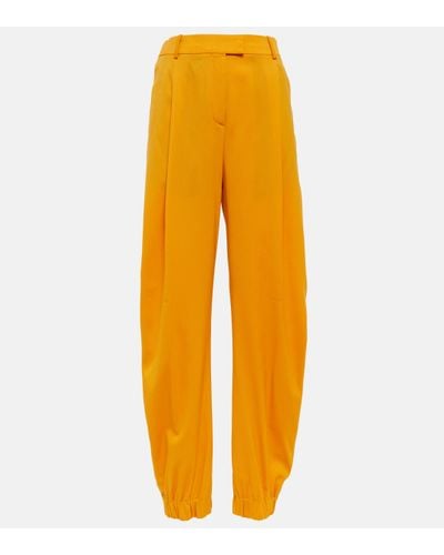 The Attico Rey High-rise Wool Gabardine Trousers - Orange