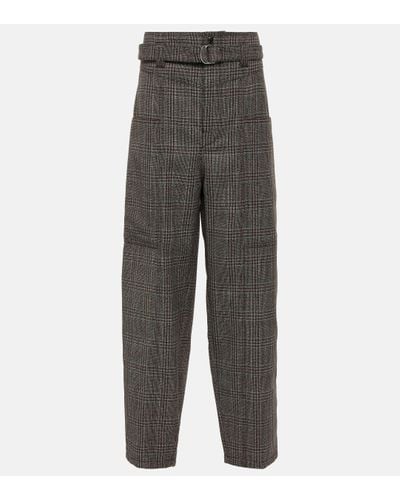Tod's Checked High-rise Virgin Wool Trousers - Grey