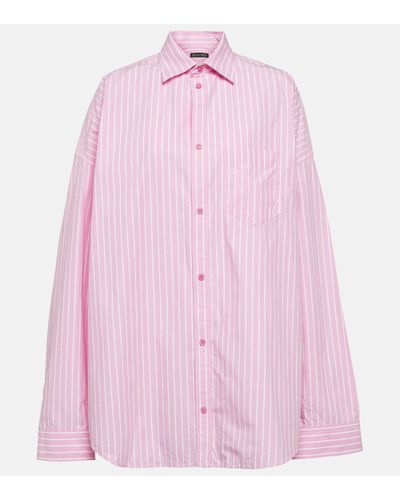 Balenciaga Cotton Poplin Striped Shirt - Pink