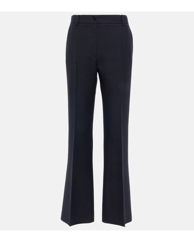 Valentino High-rise Wool And Silk Trousers - Blue