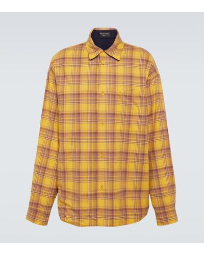 Balenciaga Camisa reversible de algodon a cuadros - Amarillo