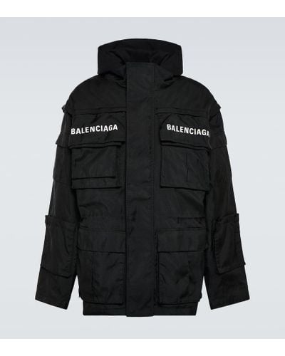 Balenciaga Parka oversize con logo - Negro