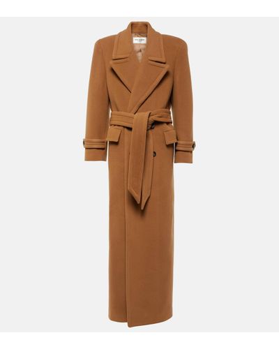 Saint Laurent Oversized Wool-blend Coat - Brown