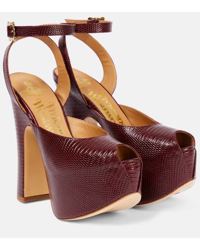 Vivienne Westwood Vargas Croc-effect Leather Court Shoes - Red