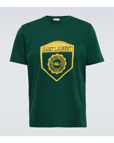 Saint Laurent T-shirt imprime en coton - Vert