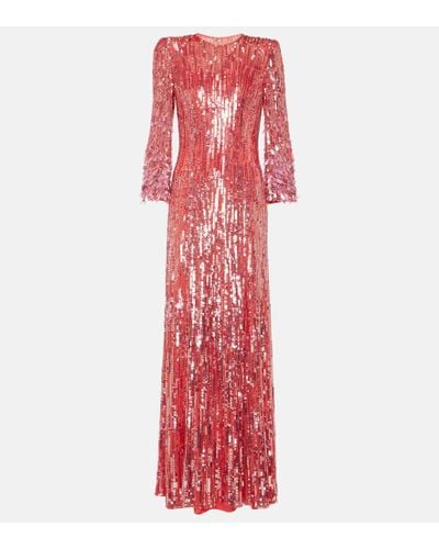 Jenny Packham Sequined Gown - Red