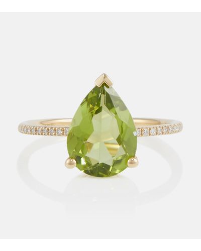 PERSÉE Anello Birthstone in oro 18kt con diamanti e peridoto - Verde