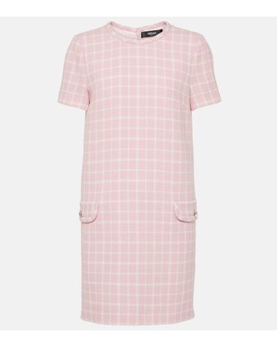 Versace Contrasto Wool-blend Tweed Minidress - Pink