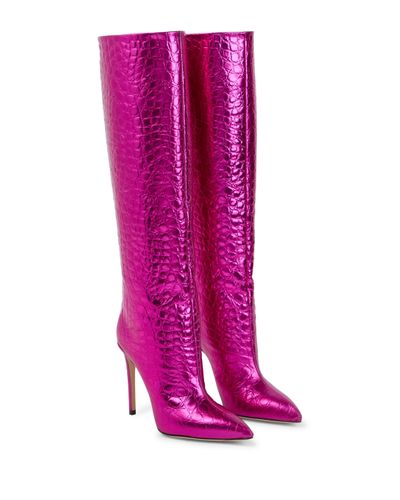 Paris Texas Metallic Leather Knee-high Boots - Pink
