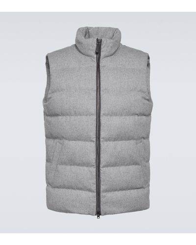 Herno Cashmere And Silk Down Vest - Grey