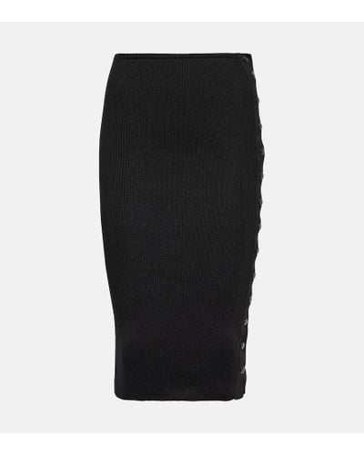 Petar Petrov Finn Ribbed-knit Silk Pencil Skirt - Black