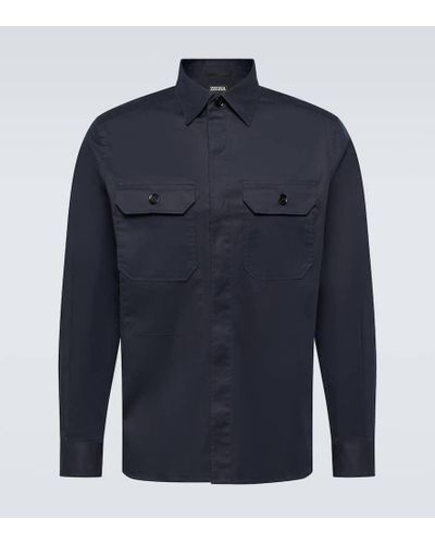 Zegna Sobrecamisa de mezcla de algodon - Azul