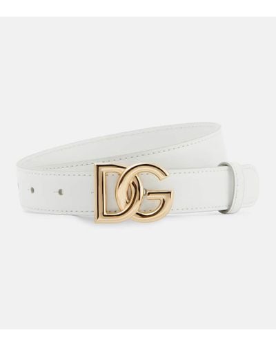 Dolce & Gabbana Cinturon DG de piel - Blanco