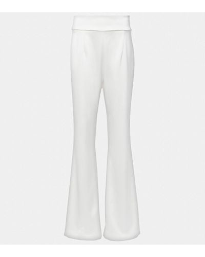 Galvan London Bridal Sculpted Satin Flared Trousers - White