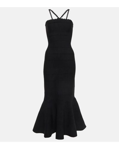 Victoria Beckham Openwork Knit Midi Dress - Black