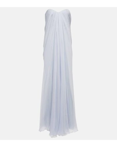 Alexander McQueen Vestido de fiesta en chifon de seda - Blanco