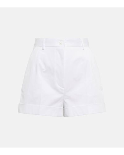 Dolce & Gabbana High-Rise Shorts aus Baumwoll-Gabardine - Weiß