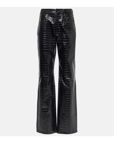 Frankie Shop Bonnie Croc-effect Faux Leather Trousers - Black