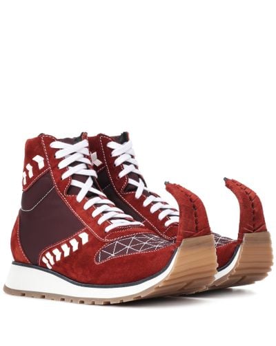 Loewe Suede Sneakers - Red