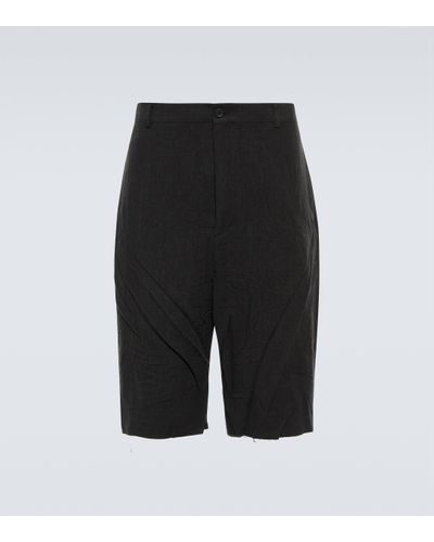Balenciaga Linen Mid-rise Shorts - Black