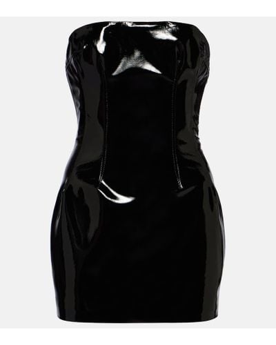 LAQUAN SMITH Strapless Patent Leather Minidress - Black