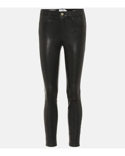 FRAME Le High Skinny Leather Trousers - Black