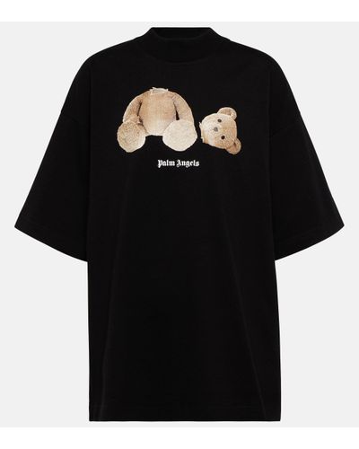 Palm Angels Bear-print Cotton-jersey T-shirt - Black