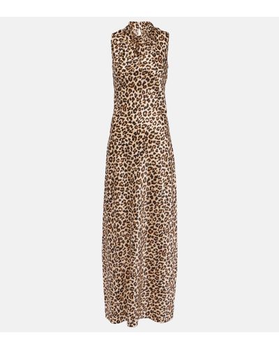 Veronica Beard Kura Leopard-print Silk-blend Maxi Dress - Natural